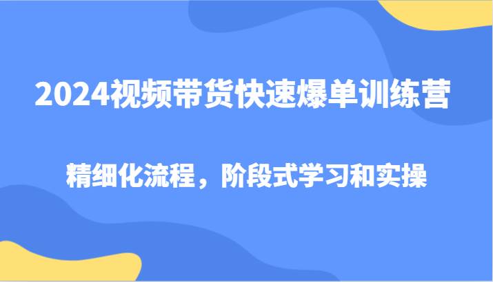 2024视频带货快速爆单训练营，精细化流程，阶段式学习和实操-鬼谷创业网