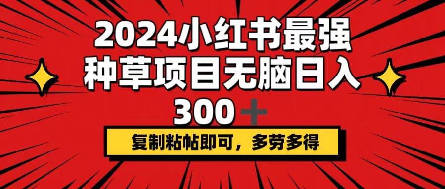 （12336期）2024小红书最强种草项目，无脑日入300+，复制粘帖即可，多劳多得-鬼谷创业网