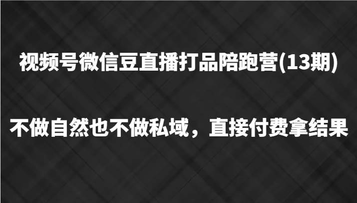 视频号微信豆直播打品陪跑(13期)，不做不自然流不做私域，直接付费拿结果-鬼谷创业网