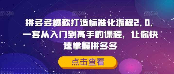 拼多多爆款打造标准化流程2.0，一套从入门到高手的课程，让你快速掌握拼多多-鬼谷创业网