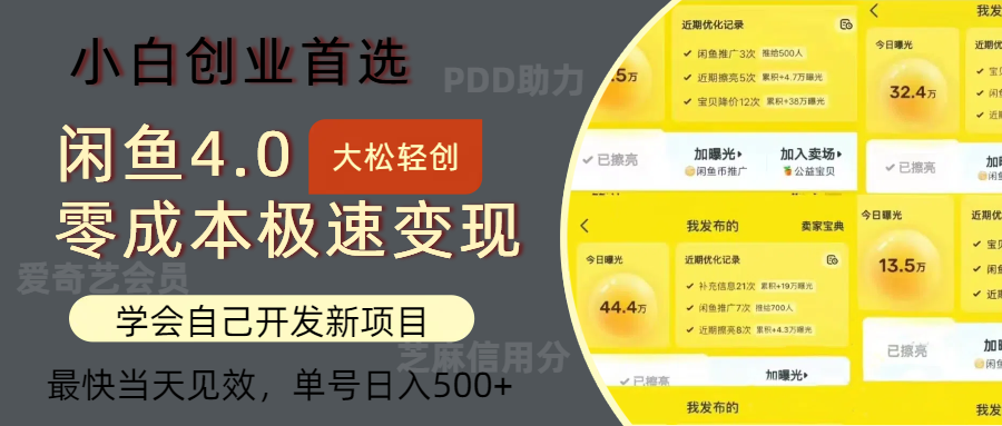 闲鱼0成本极速变现项目，多种变现方式，单号日入500+最新玩法-鬼谷创业网