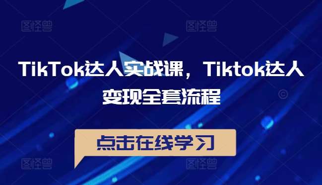 TikTok达人实战课，Tiktok达人变现全套流程-鬼谷创业网