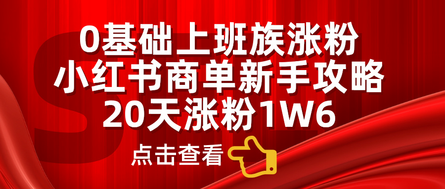 0基础上班族涨粉，小红书商单新手攻略，20天涨粉1.6w-鬼谷创业网