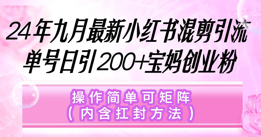 （12530期）小红书混剪引流，单号日引200+宝妈创业粉，操作简单可矩阵（内含扛封…-鬼谷创业网