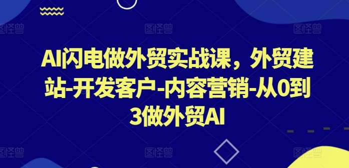 AI闪电做外贸实战课，​外贸建站-开发客户-内容营销-从0到3做外贸AI（更新）-鬼谷创业网