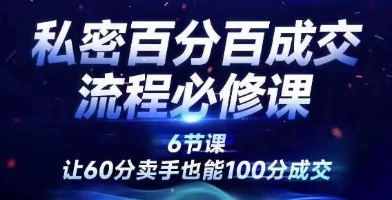 私密百分百成交流程线上训练营，绝对成交，让60分卖手也能100分成交-鬼谷创业网