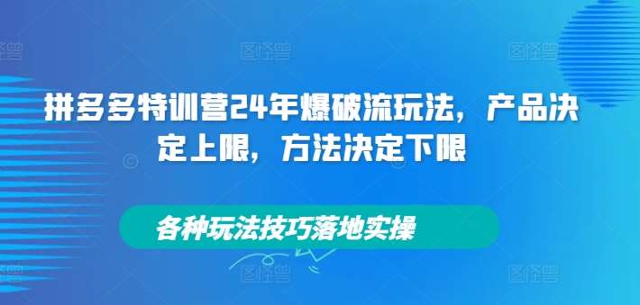 拼多多特训营24年爆破流玩法，产品决定上限，方法决定下限，各种玩法技巧落地实操-鬼谷创业网