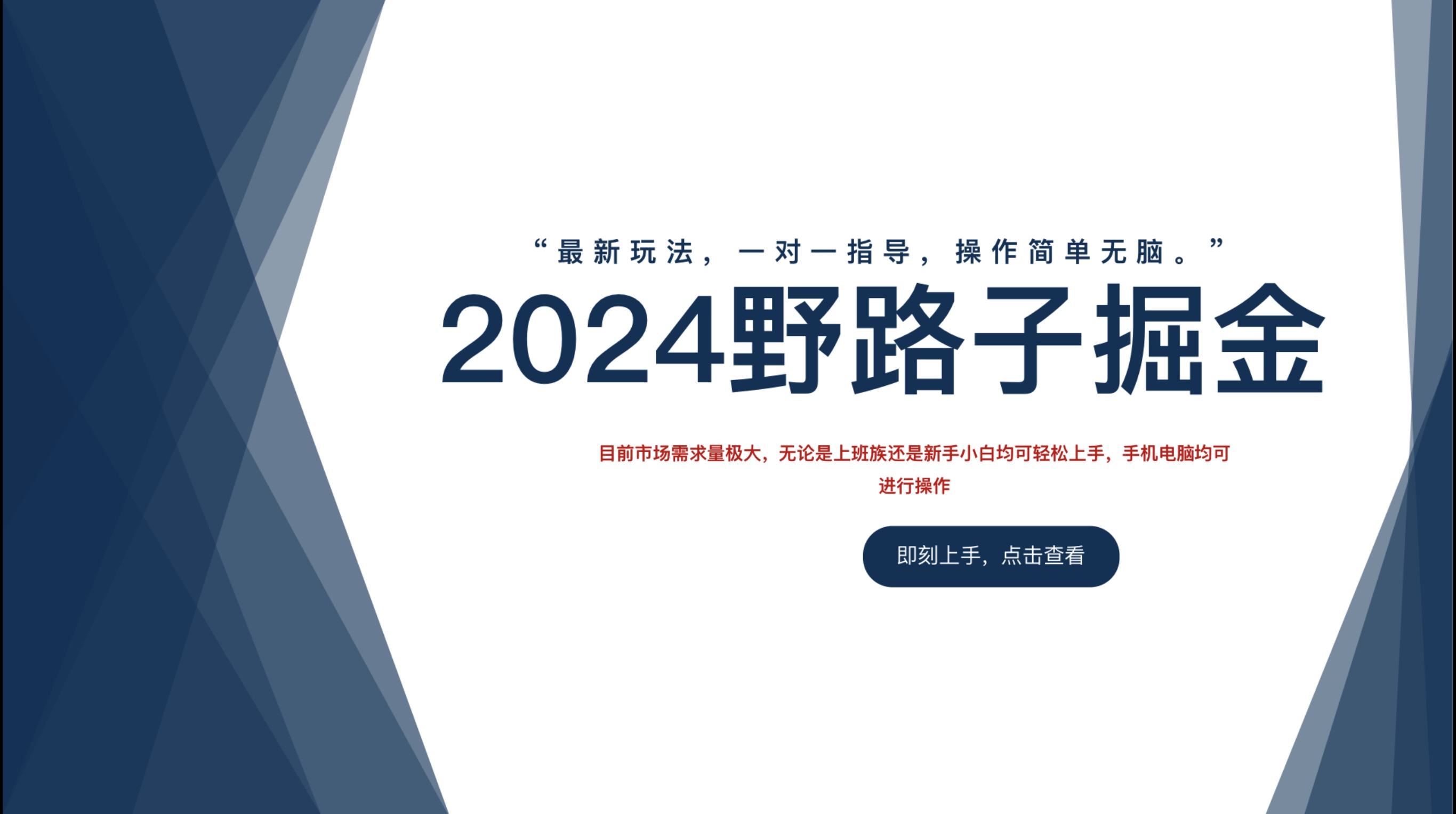 2024野路子掘金，最新玩 法， 一对一指导，操作简单无脑。-鬼谷创业网