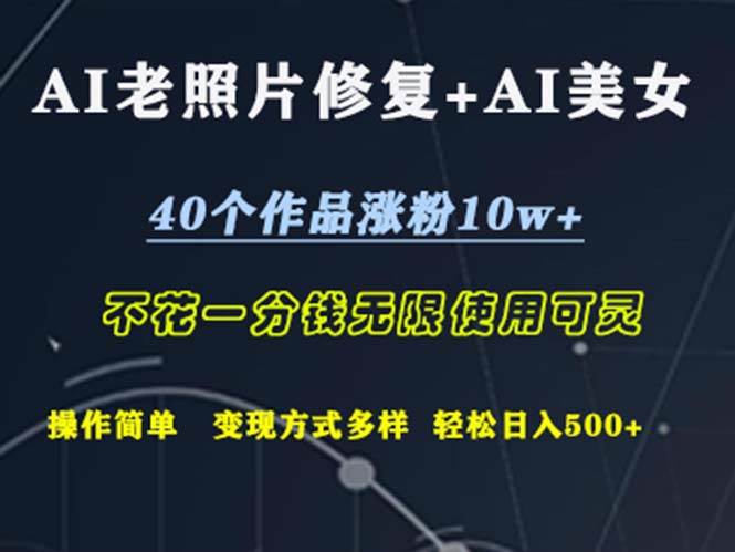 （12489期）AI老照片修复+AI美女玩发  40个作品涨粉10w+  不花一分钱使用可灵  操…-鬼谷创业网