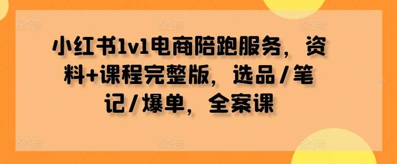 小红书1v1电商陪跑服务，资料+课程完整版，选品/笔记/爆单，全案课-鬼谷创业网