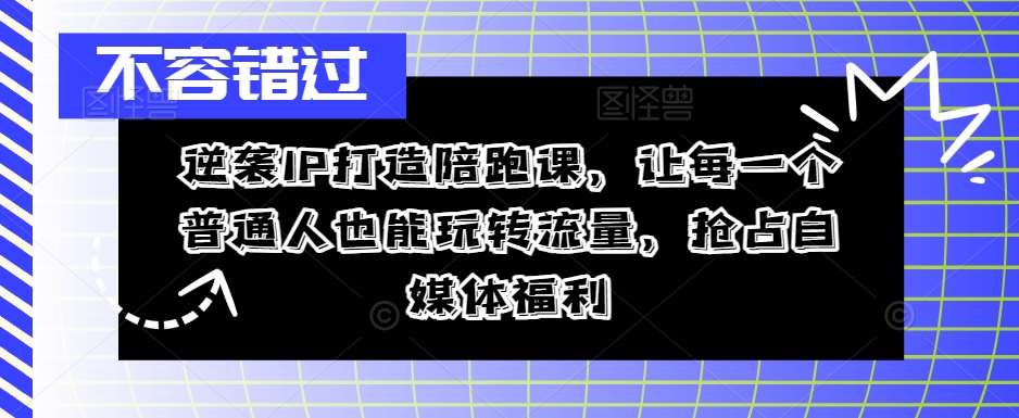 逆袭IP打造陪跑课，让每一个普通人也能玩转流量，抢占自媒体福利-鬼谷创业网